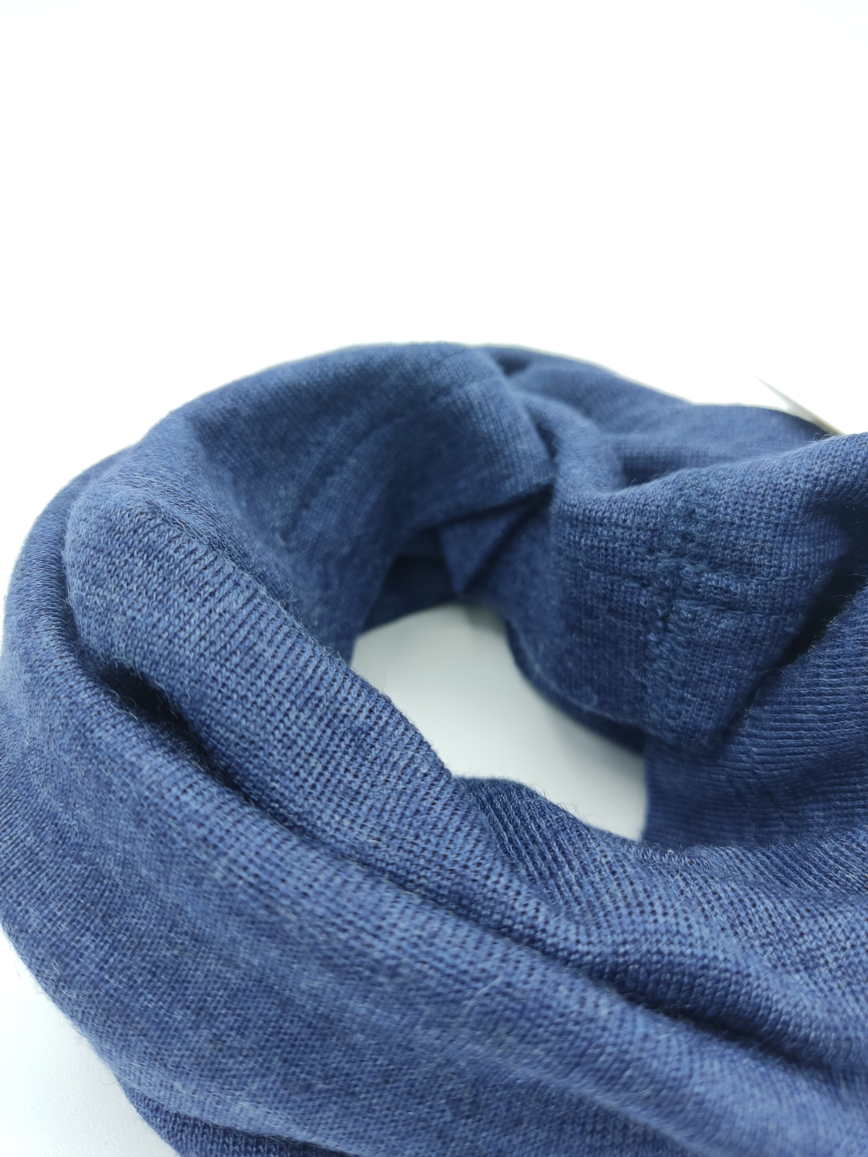 Scaldacollo in lana e seta per bambino e adulto // tinta unita Blu Navy